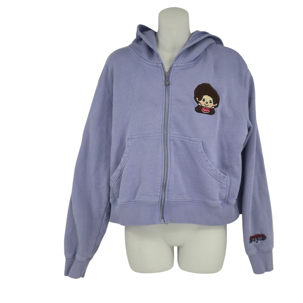 Monchhichi Samii Ryan Hoodie Womens S Purple Lilac Zip Up Embroidered Y2K Kawaii